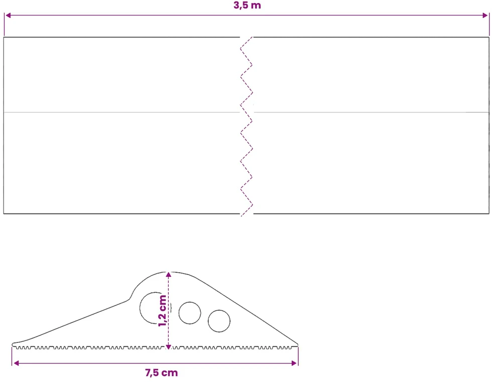 Garažo Grindų Sandariklis Juoda 75 x 12 mm 3,5 m EPDM guma