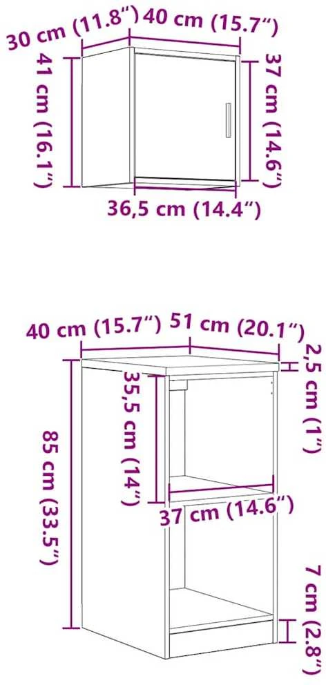 garažo spintos, 2vnt., ąžuolo, mediena