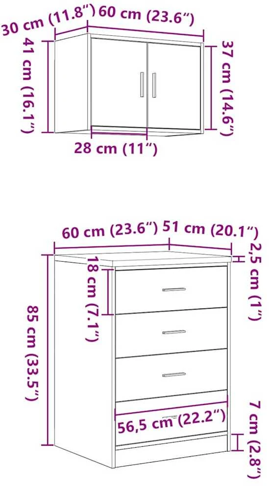 garažo spintos, 2vnt., juoda, mediena