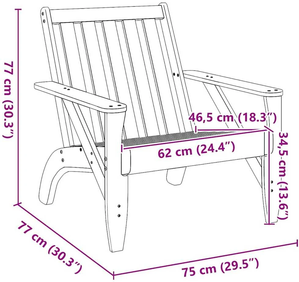Garden Adirondack kėdė balta 75x77x77 cm medžio masyvo pušis