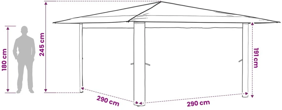 Gazebo be šoninės sienos 4 x 4 m Bežinis ir Rudas