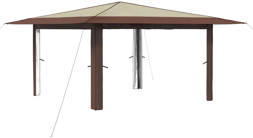 Gazebo be šoninės sienos 4 x 4 m Kremas ir rudas