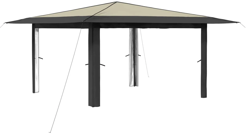 Gazebo be šoninės sienos 4 x 4 m Kremo ir antracito