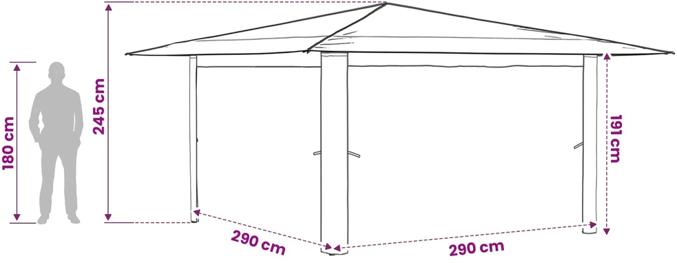 Gazebo be šoninės sienos 4 x 4 m Kremo ir antracito
