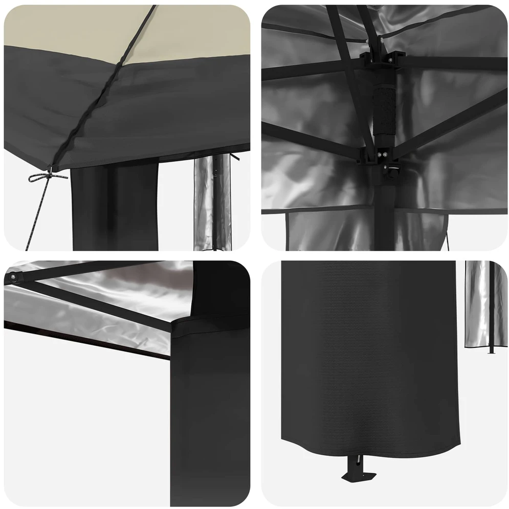 Gazebo be šoninės sienos 4 x 4 m Kremo ir antracito