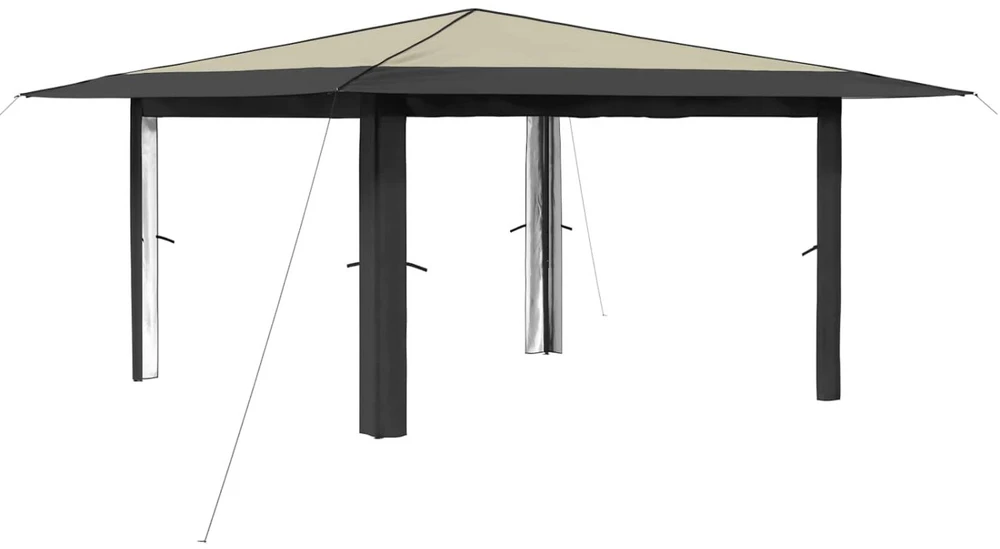 Gazebo be šoninės sienos 4 x 4 m Kremo ir antracito