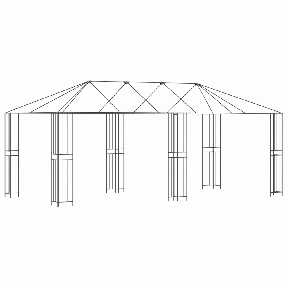 Paviljono rėmas be paviljono audinio 6 x 3 m Juoda Plienas