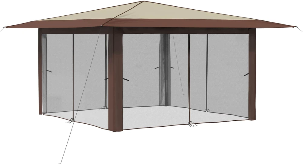 Gazebo su 4 šoninėmis sienomis 4 x 4 m Kremas ir rudas