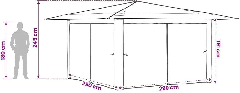 Gazebo su 4 šoninėmis sienomis 4 x 4 m Kremas ir rudas