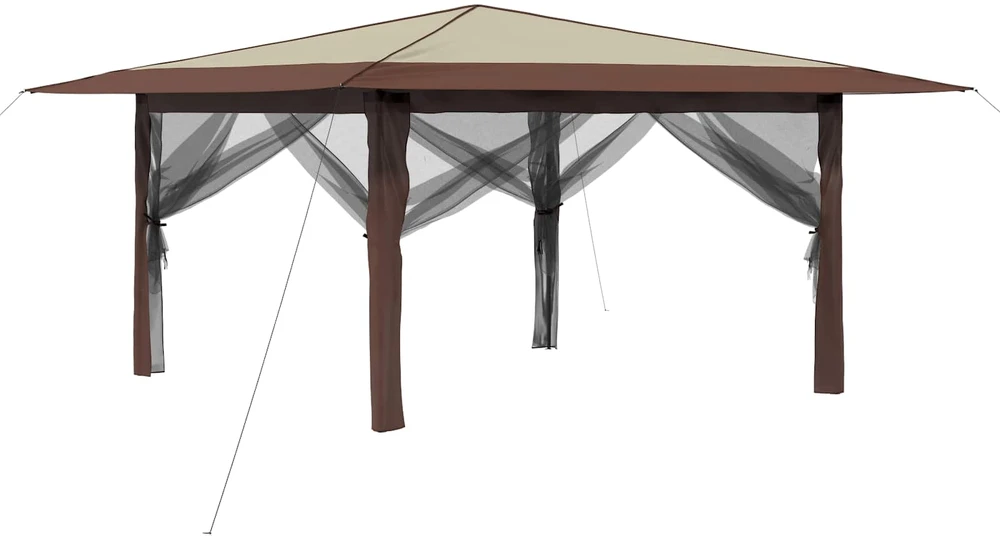 Gazebo su 4 šoninėmis sienomis 4 x 4 m Kremas ir rudas