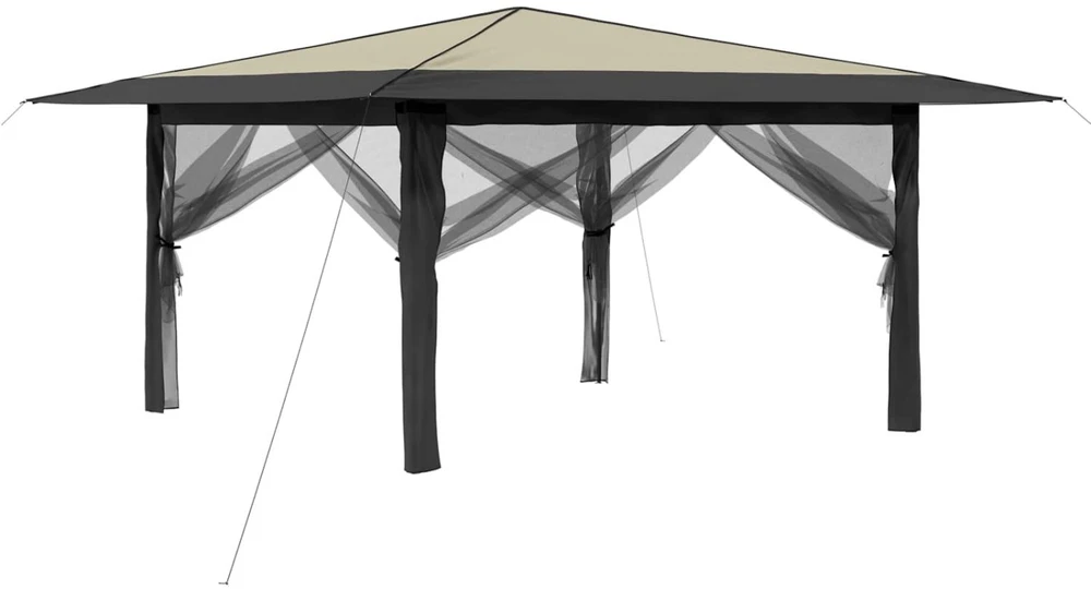 Gazebo su 4 šoninėmis sienomis 4 x 4 m Kremo ir antracito