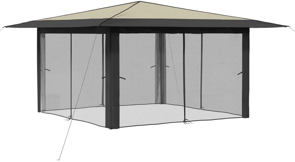 Gazebo su 4 šoninėmis sienomis 4 x 4 m Kremo ir antracito