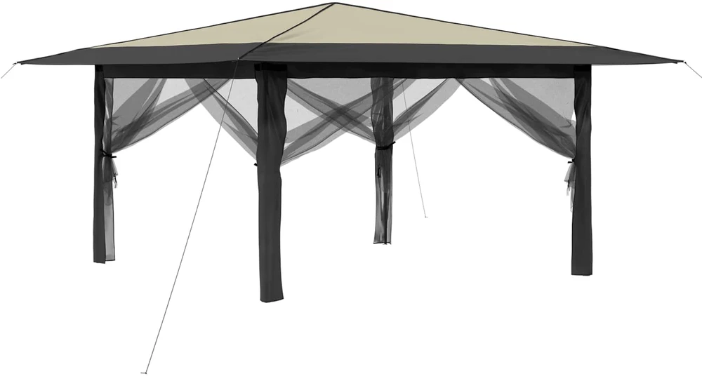 Gazebo su 4 šoninėmis sienomis 4 x 4 m Kremo ir antracito