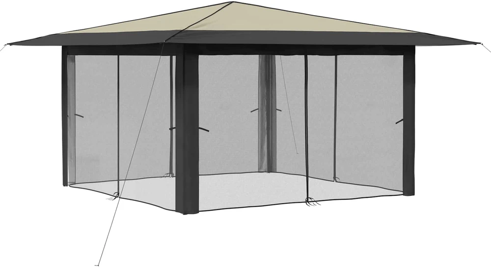 Gazebo su 4 šoninėmis sienomis 4 x 4 m Kremo ir antracito