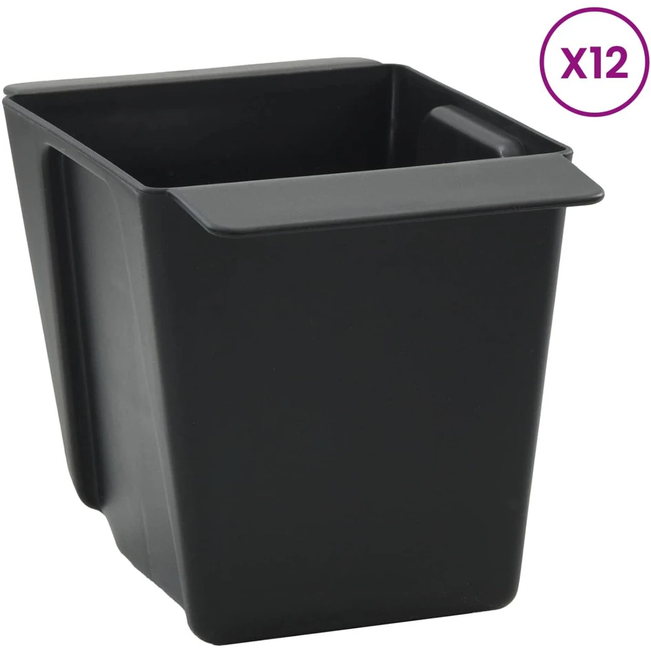 Gėlių dėžės Euro paletėms 12 vnt. Juoda 14 x 9 x 9,5 cm
