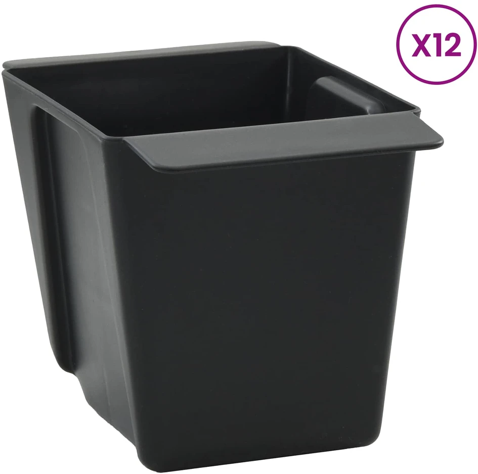 Gėlių dėžės Euro paletėms 12 vnt. Juoda 14 x 9 x 9,5 cm