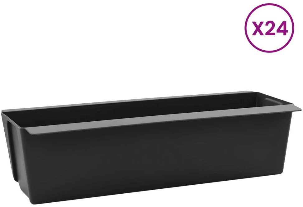 Gėlių dėžės Euro paletėms 24 vnt. Juoda 36 x 13,5 x 9,5 cm