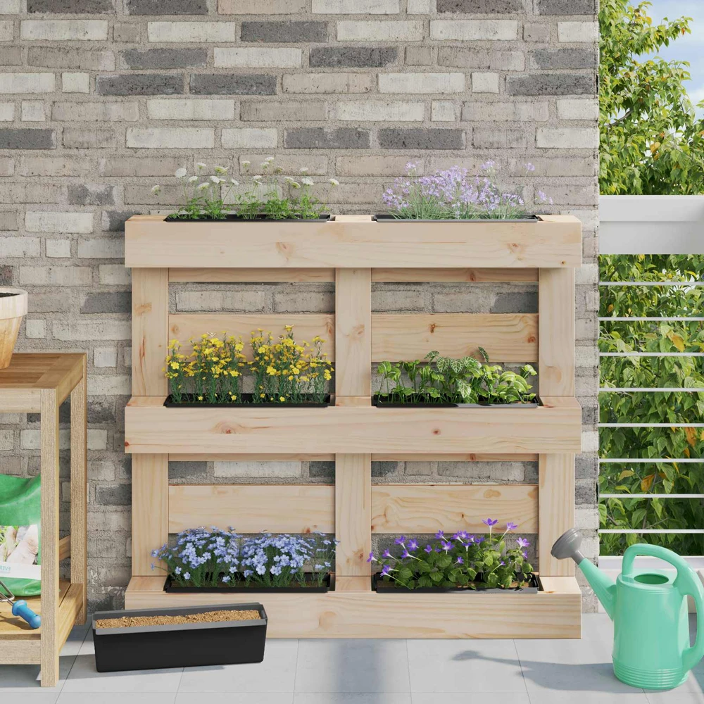 Gėlių dėžės Euro paletėms 24 vnt. Juoda 36 x 13,5 x 9,5 cm