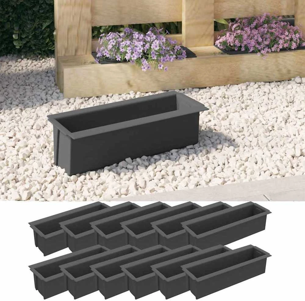 Gėlių loveliai Euro paletėms, 12vnt., pilki, 36x13,5x9,5cm, PP