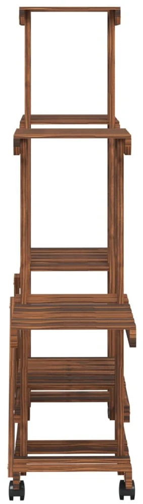 Gėlių stovas su ratukais, 95x25x101cm, eglės medienos masyvas