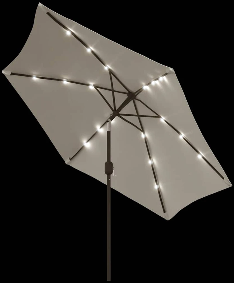 Gembinis LED sodo skėtis nuo saulės, smėlio baltos spalvos, 3m