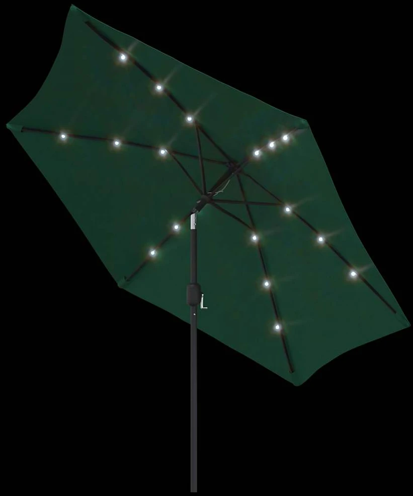 Gembinis LED sodo skėtis nuo saulės, žalios spalvos, 3m