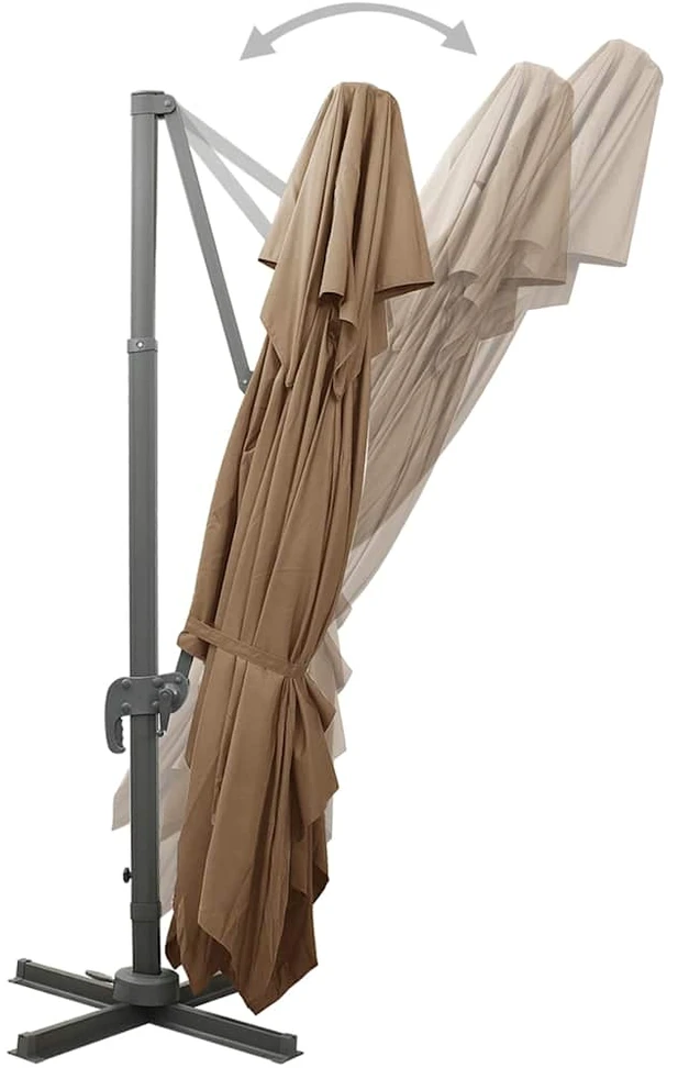 Gembinis skėtis su dvigubu viršumi, taupe spalvos, 400x300cm