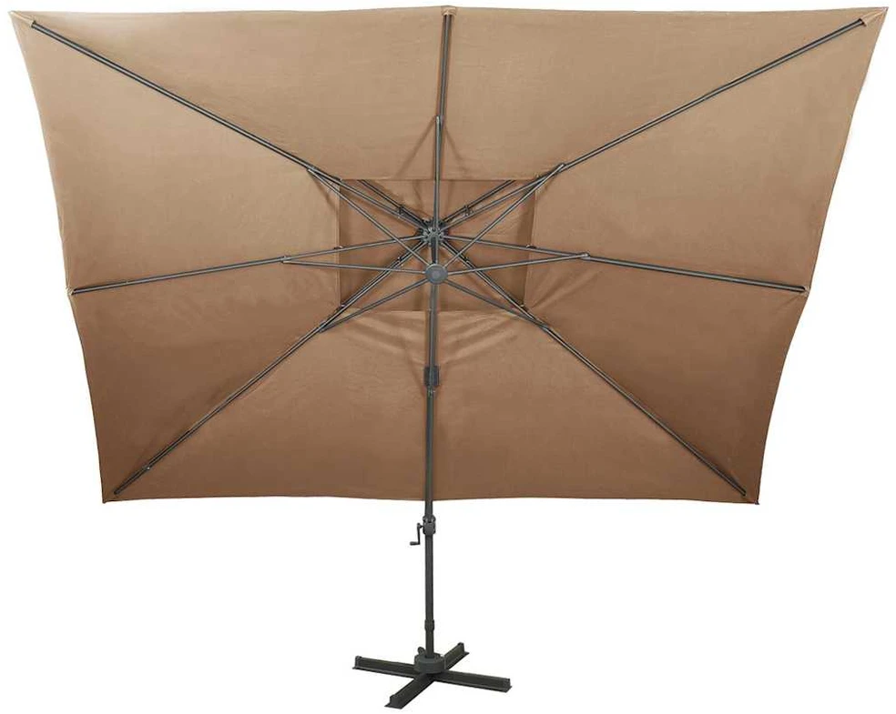 Gembinis skėtis su dvigubu viršumi, taupe spalvos, 400x300cm
