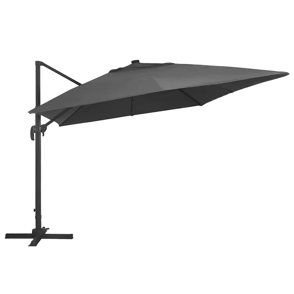Gembinis skėtis su LED/aliuminio stulpu, antracito, 400x300cm