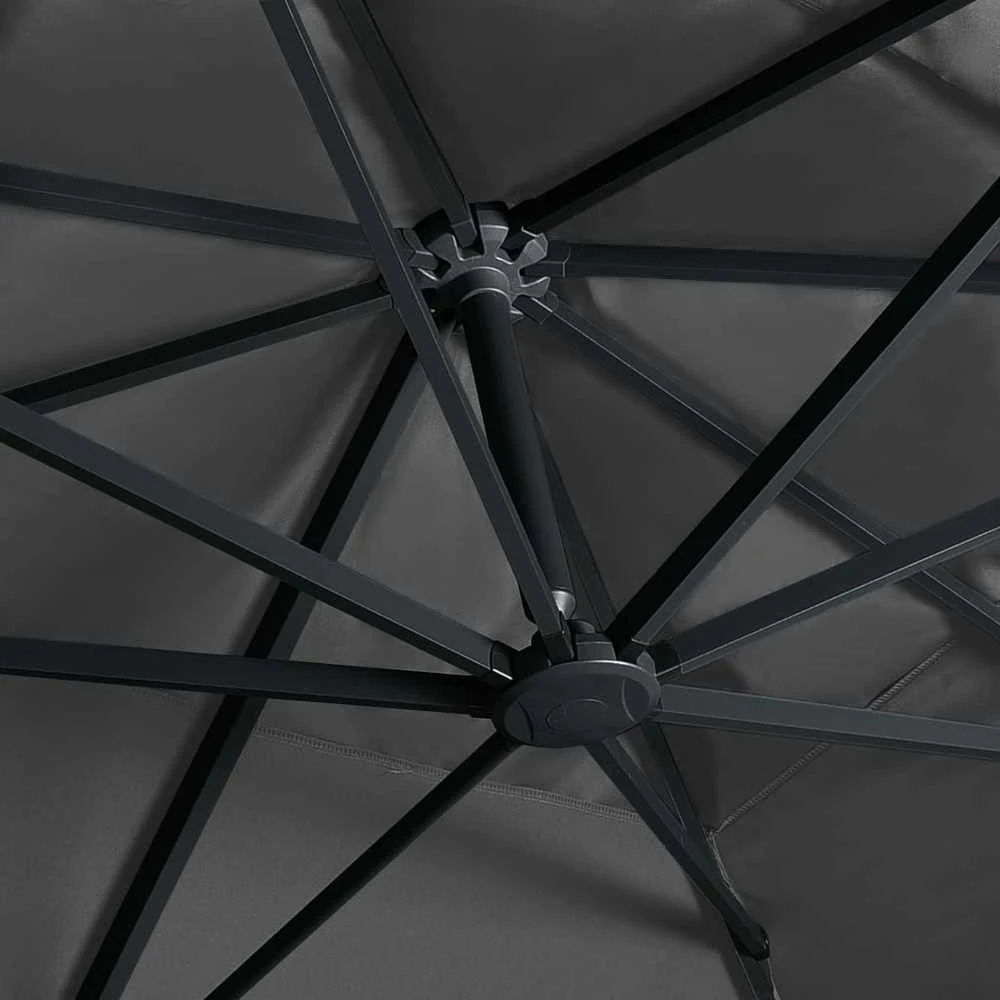 Gembinis skėtis su LED/aliuminio stulpu, antracito, 400x300cm