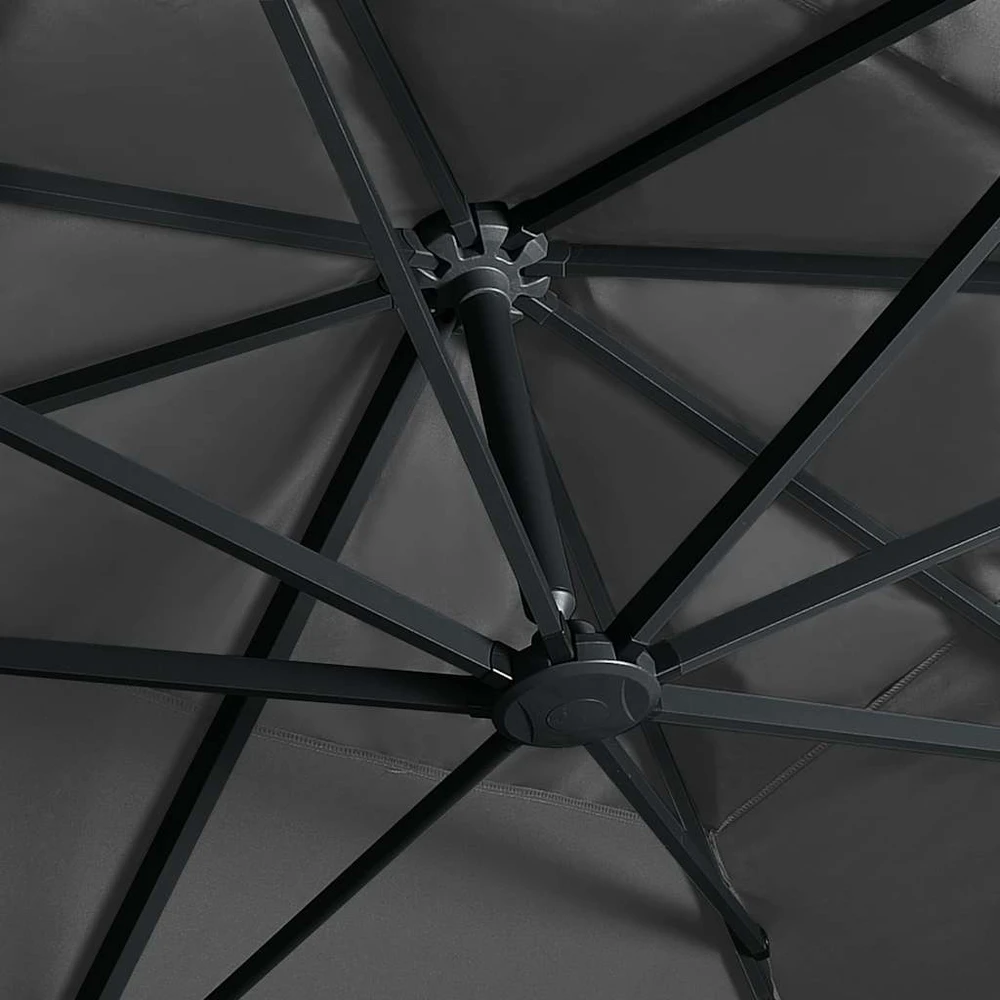 Gembinis skėtis su LED/aliuminio stulpu, antracito, 400x300cm