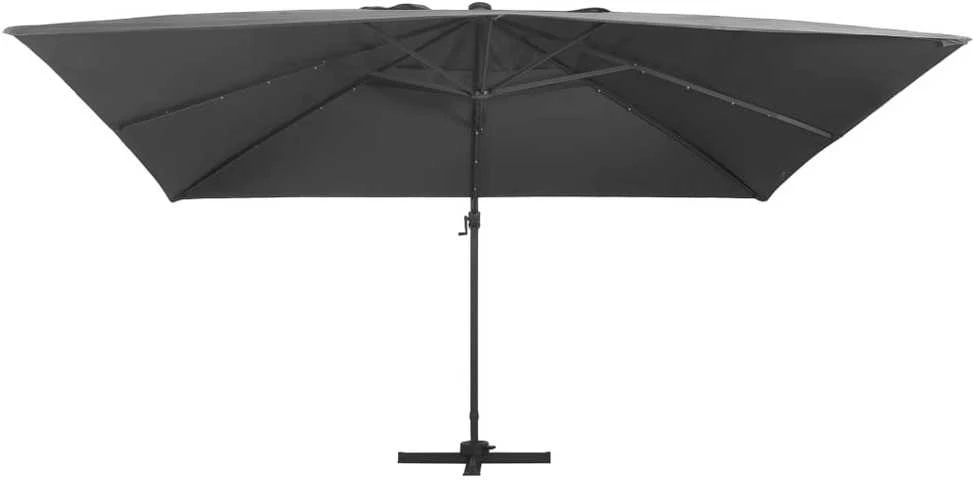 Gembinis skėtis su LED/aliuminio stulpu, antracito, 400x300cm