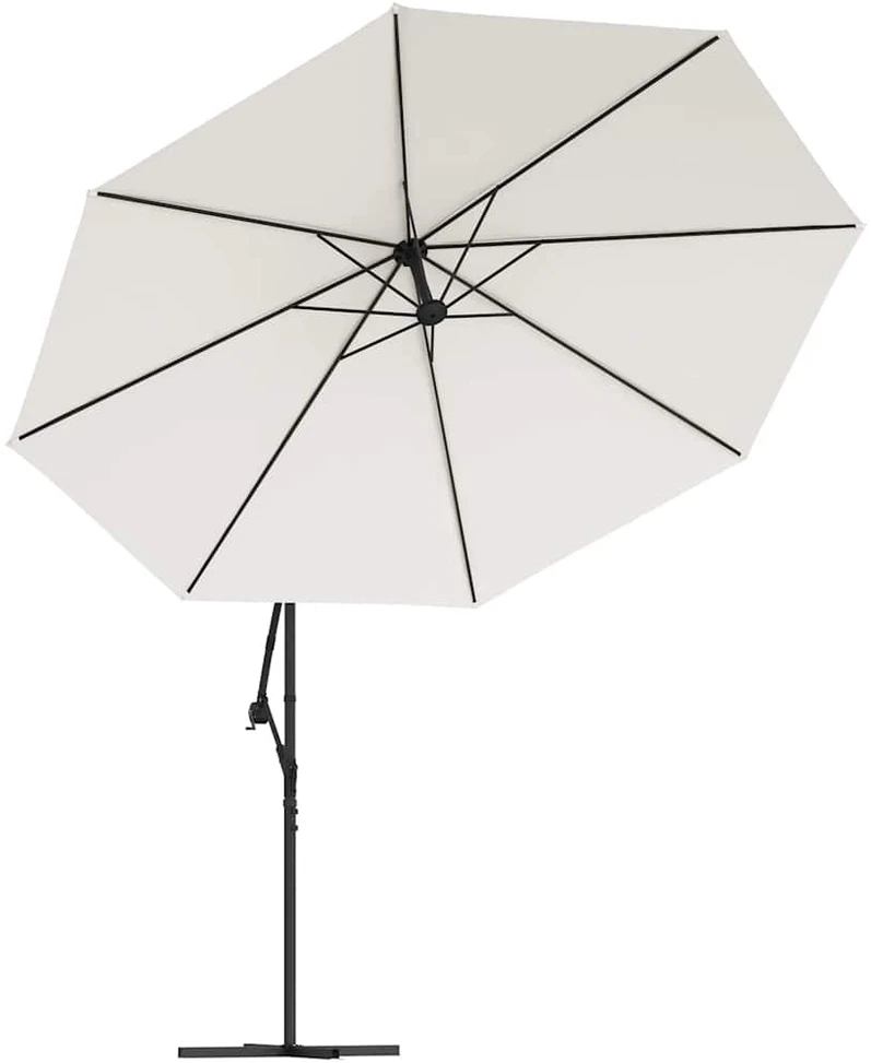 Gemb. form. skėt. su LED lemp. ir met. stulp., smėl. sp., 350cm