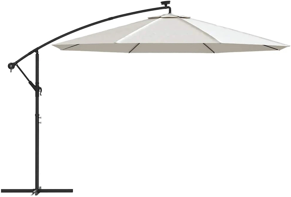Gemb. form. skėt. su LED lemp. ir met. stulp., smėl. sp., 350cm