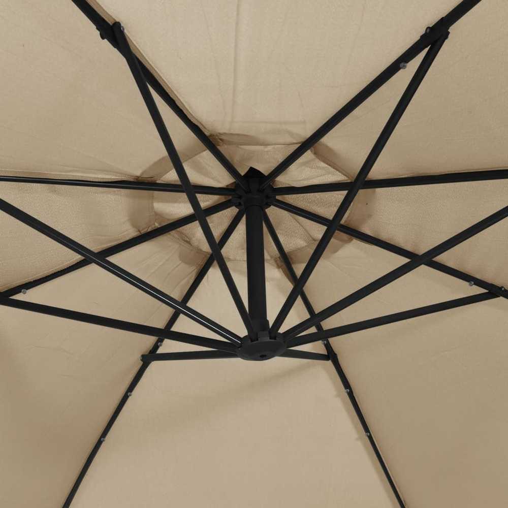 Gembinis skėtis su LED ir metaliniu stulpu, taupe, 350cm