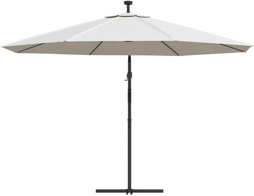 Gemb. form. skėt. su LED lemp. ir met. stulp., smėl. sp., 350cm