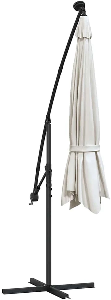 Gemb. form. skėt. su LED lemp. ir met. stulp., smėl. sp., 350cm