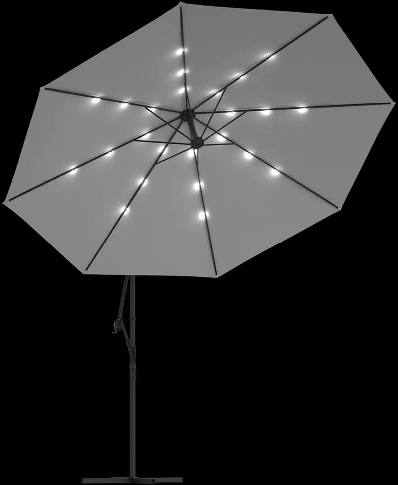 Gemb. form. skėt. su LED lemp. ir met. stulp., smėl. sp., 350cm