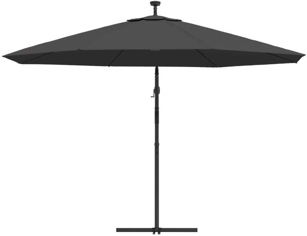 Gembinis skėtis su LED ir metaliniu stulpu, antracito, 350cm