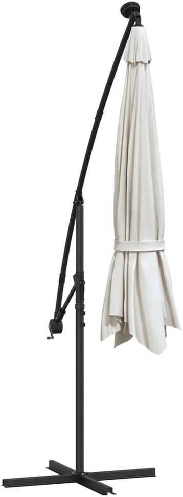 Gemb. form. skėt. su LED lemp. ir met. stulp., smėl. sp., 350cm