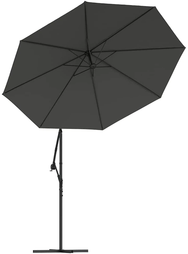 Gembinis skėtis su LED ir plieniniu stulpu, antracito, 300cm