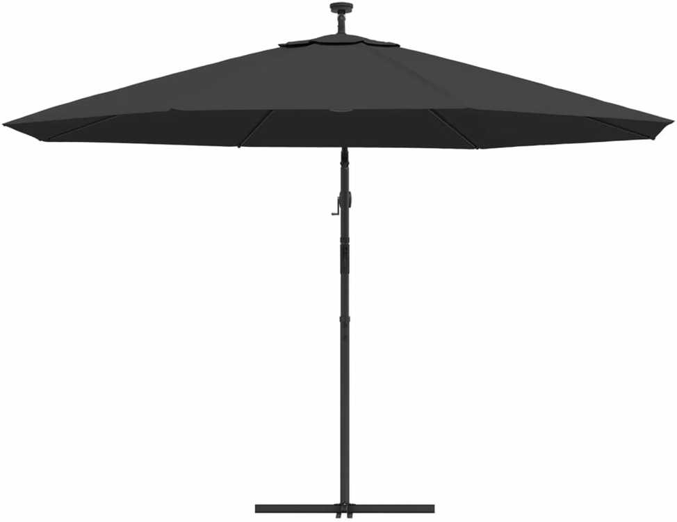 Gembinis sodo skėtis nuo saulės su LED, juodos spalvos, 350cm