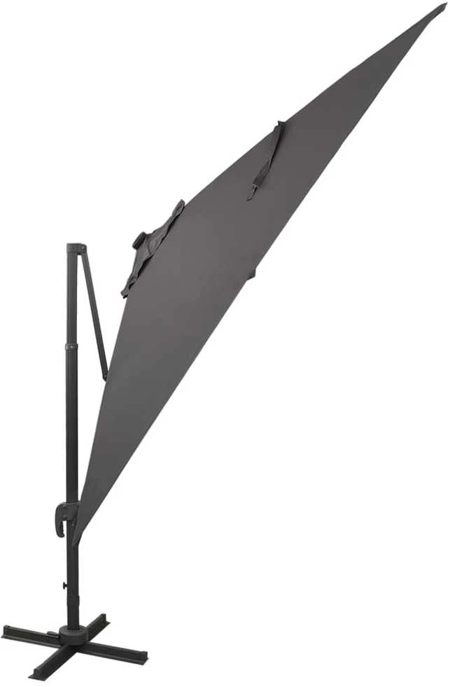 Gembinis skėtis su stulpu ir LED lemputėmis, antracito, 300cm