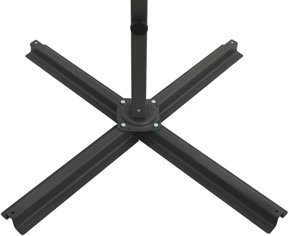 Gembinis skėtis su stulpu ir LED lemputėmis, mėlynas, 250cm