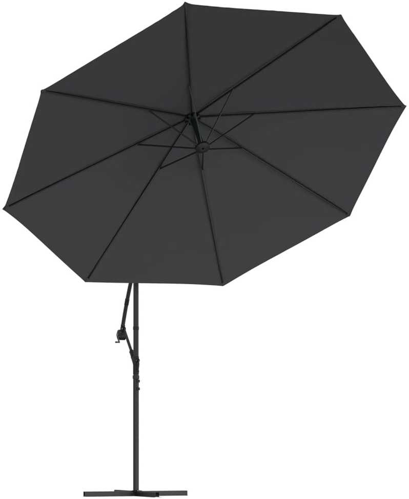 Gembinis sodo skėtis nuo saulės su LED, juodos spalvos, 350cm
