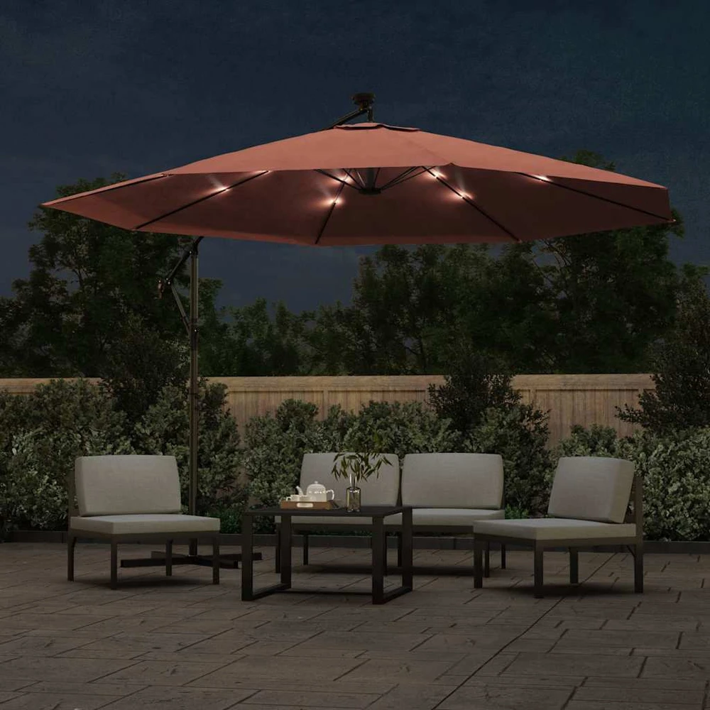 Gembinis sodo skėtis nuo saulės su LED, terakota spalvos, 350cm