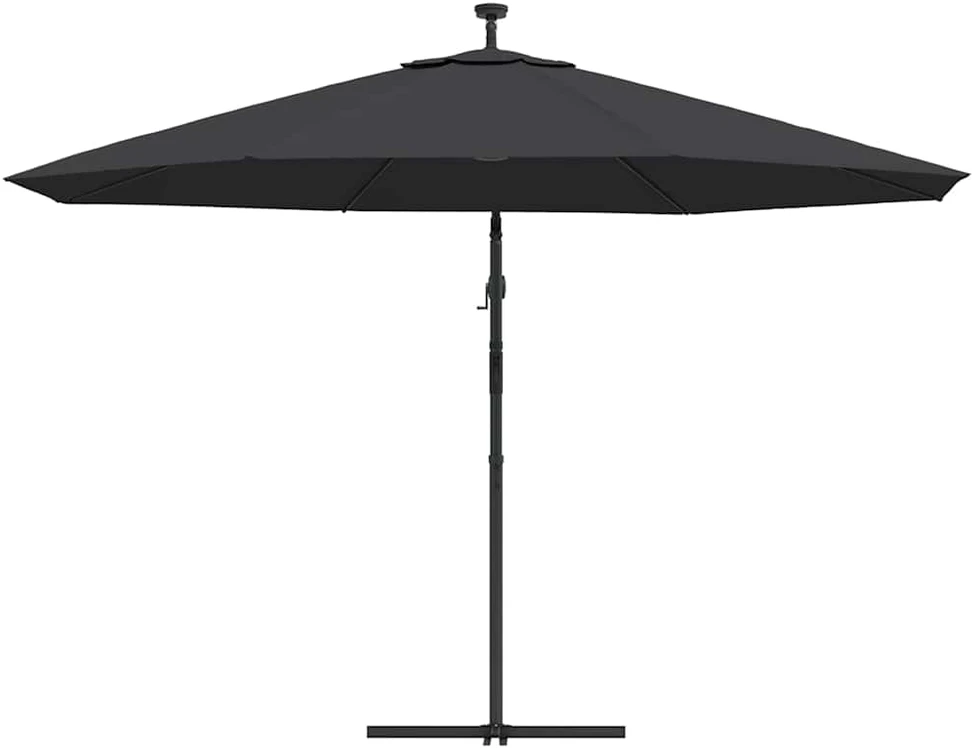 Gembinis sodo skėtis nuo saulės su LED, juodos spalvos, 350cm