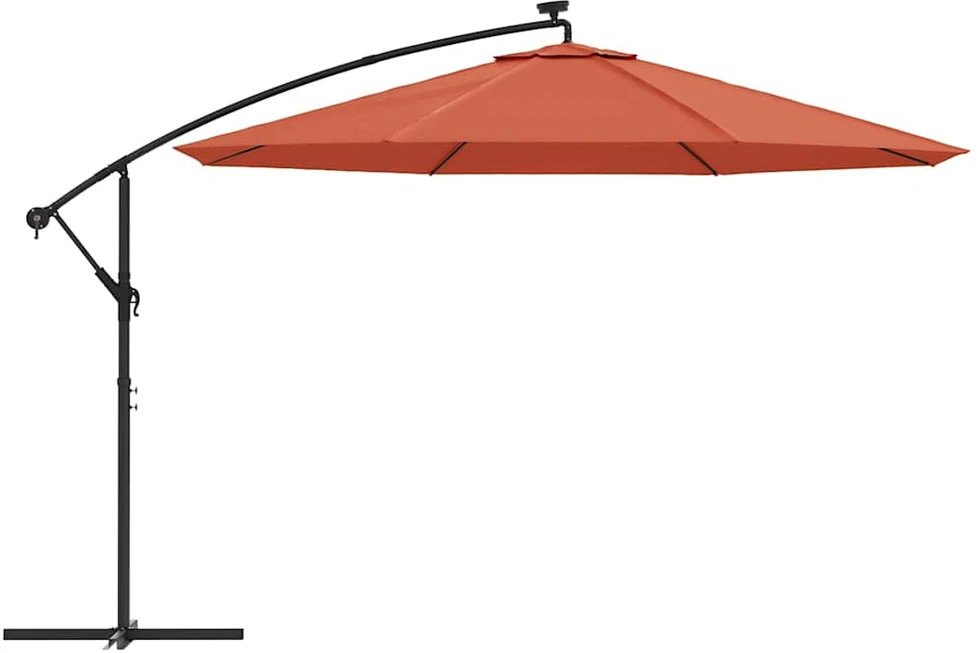 Gembinis sodo skėtis nuo saulės su LED, terakota spalvos, 350cm