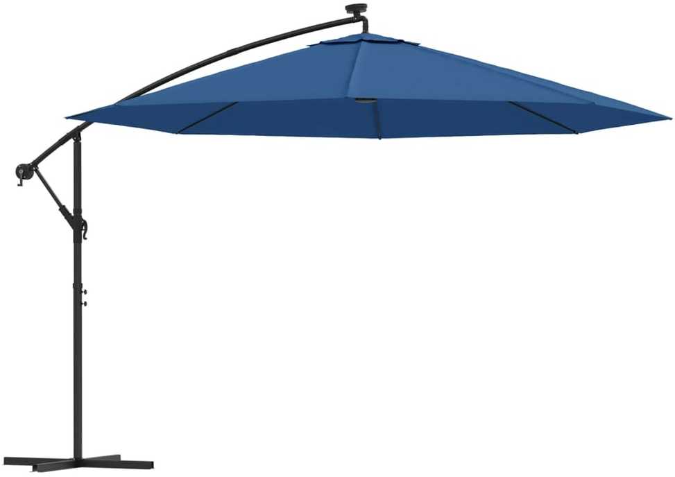 Gembinis sodo skėtis nuo saulės su LED, tamsiai mėlynas, 350cm