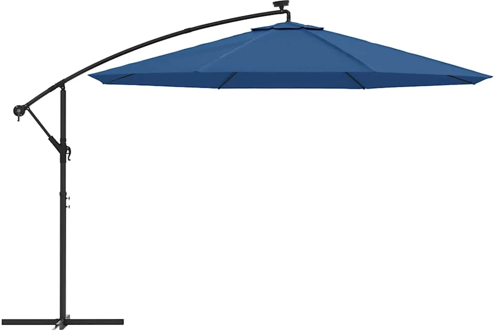 Gembinis sodo skėtis nuo saulės su LED, tamsiai mėlynas, 350cm